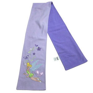 Disney Tinker Bell Scarf Purple Embroidered Fairy Fleece Girls Womens Winter